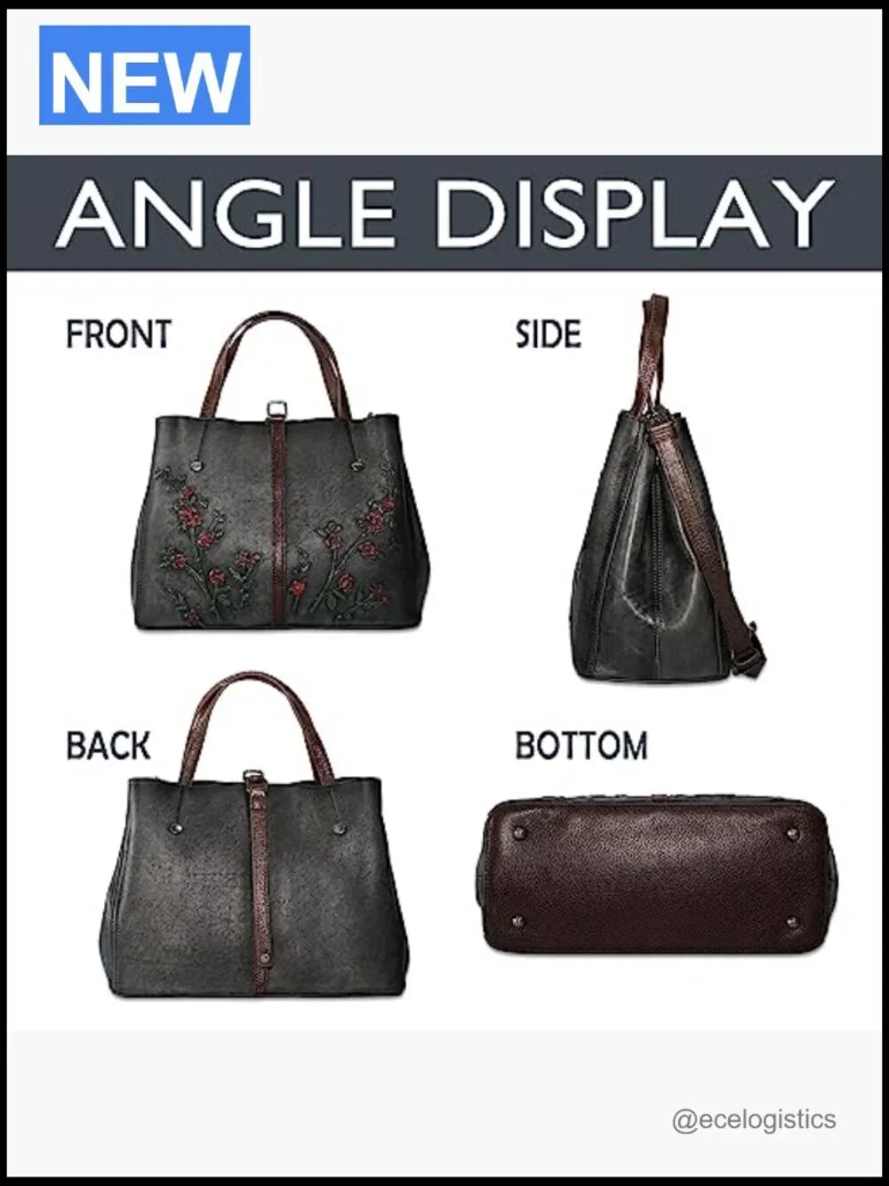 Genuine Leather Embossed Hobo Satchel Top Handle Crossbody Bag Handmade Vintage